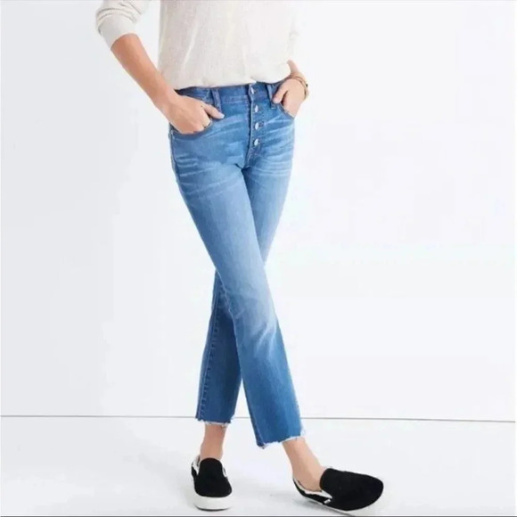 Madewell Cali Demi Boot Chewed Hem Jeans - Picture 2 of 9